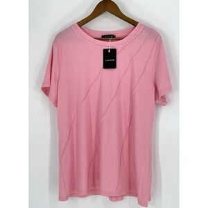 NWT Luxveer Women's 2XL  Pink Pullover Top  Short Sleeves Athleisure Stretchy